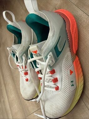 Under Armour Women's White Teal Athletic Shoes with Coral Accents